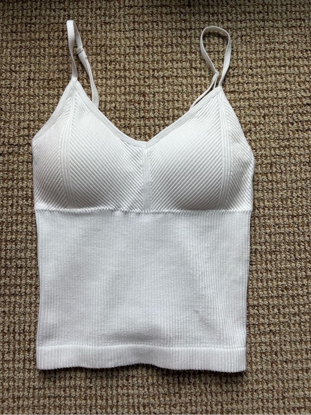 No Boundaries White Ribbed V-Neck Cami Tank